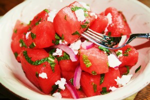 Watermelon Salad with Mint Cool watermelon salad with mint and feta