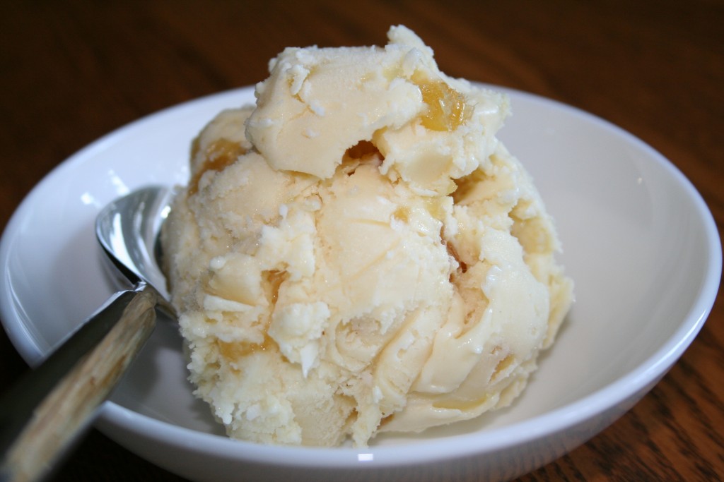 Coconut milk and candied ginger ice cream