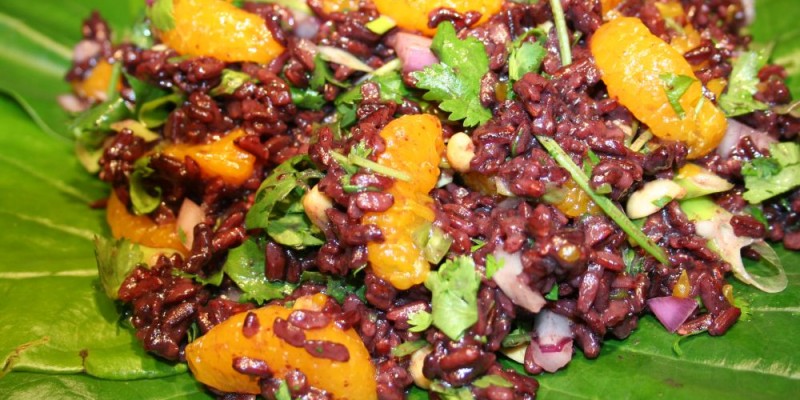 Black Rice salad with mandarin oranges and cilantro
