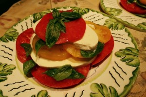 Caprese salad with heirloom tomatoes and homemade mozzarella cheese