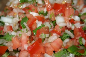 tomatoes, onion, cilantro, jalapeno and lime
