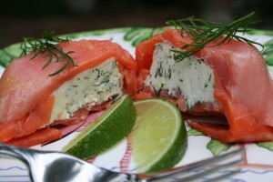 Smoked salmon parcels