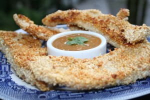 Sesame seed crusted chicken strips