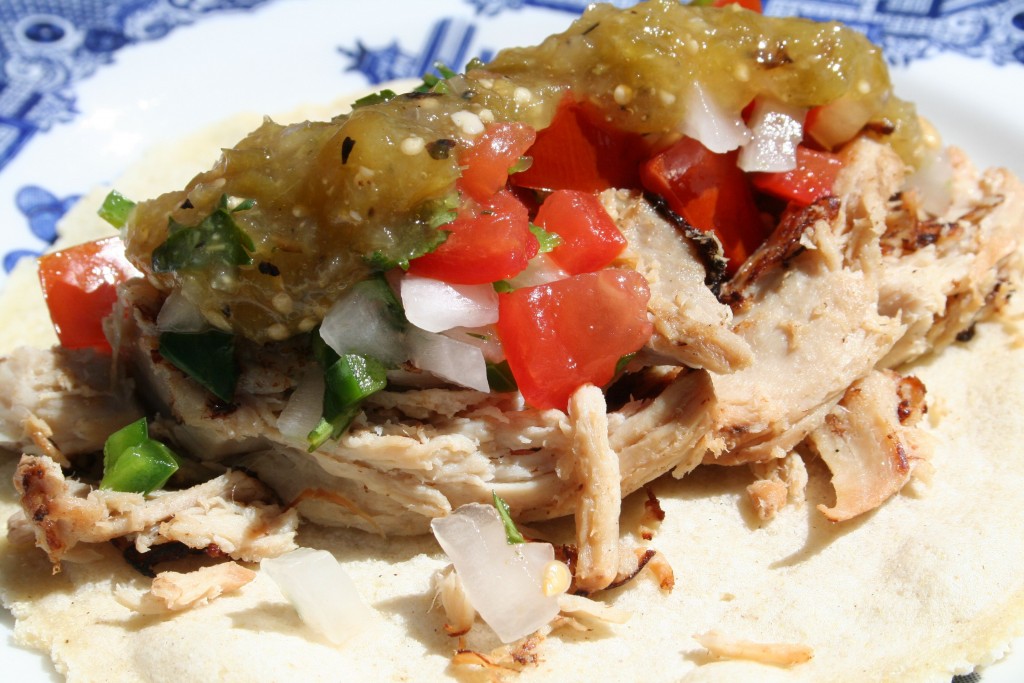 slow cooker pulled pork served as carnitas tacos