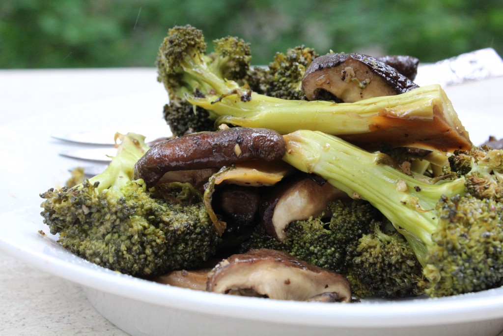 simple roasted broccoli and mushrooms