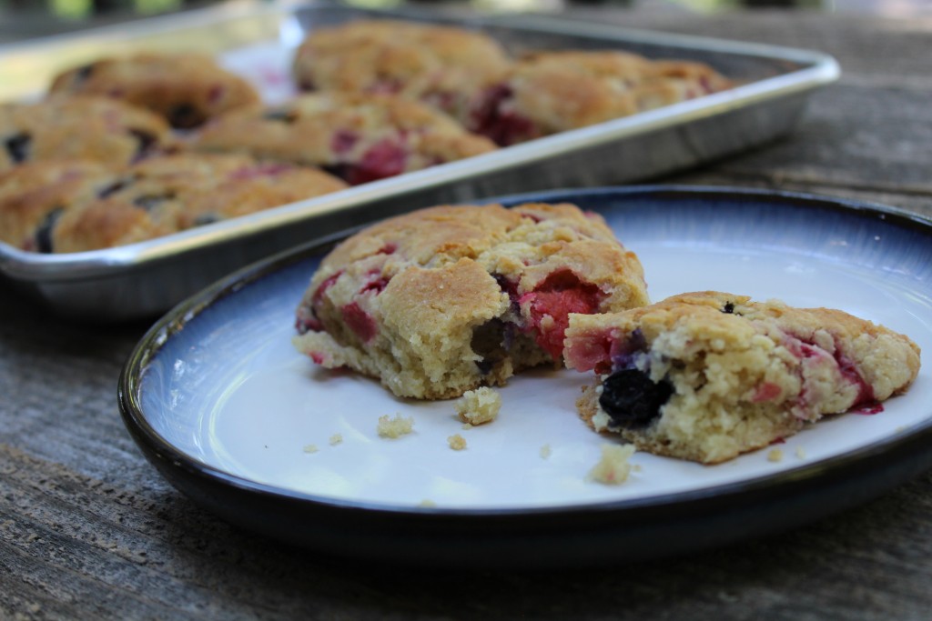 Berry scones with blueberries and strawberries
