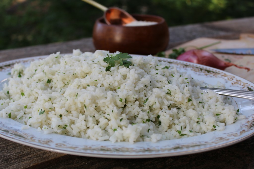 simple shallot rice pilaf with herbs