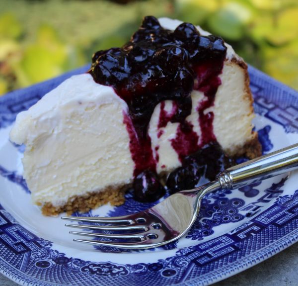 blueberry sauce on cheesecake - what could be better?